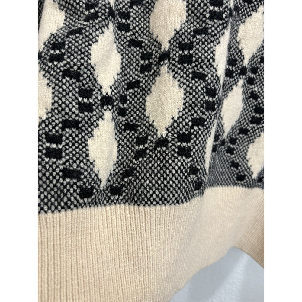 Studio B by Bobeau Cream Black Argyle Diamond Sweater Long Sleeve Size XL‎ BNWT - Picture 5 of 7